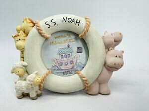 Russ Baby Noah's Menagerie S.S. Noah Photo Frame 3x3 Hand Painted NIB 24329